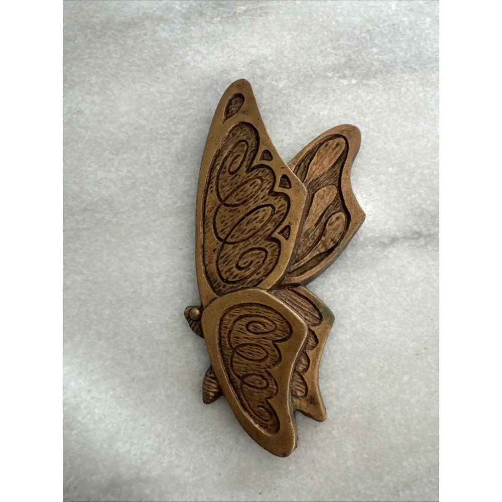 Vintage 1973‎ Universal Sanctuary Butterfly Wall Plaques - Set Of 2 - Golden MCM
